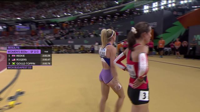 Budapest (HUN), 800m dames, 1-2: 5e, Lore Hoffmann (SUI) n’ira pas en finale [RTS]