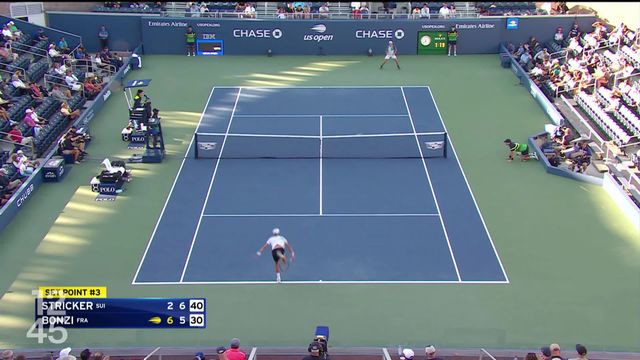 Dominic Stricker continue son épopée new-yorkaise à l'US Open de tennis et atteint pour la première fois les huitièmes de finale. Belinda Bencic également au rendez-vous [RTS]