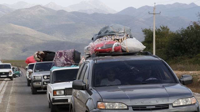 Plus de 100'000 personnes ont quitté le territoire du Haut-Karabakh. [EPA/Anatoly Maltsev - Keystone]