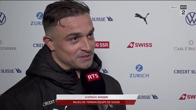 Groupe I, Suisse-Kosovo (1-1): Xherdan Shaqiri réagit à la qualification de l'équipe de Suisse [RTS]
